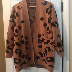 Animal print open front cardigan